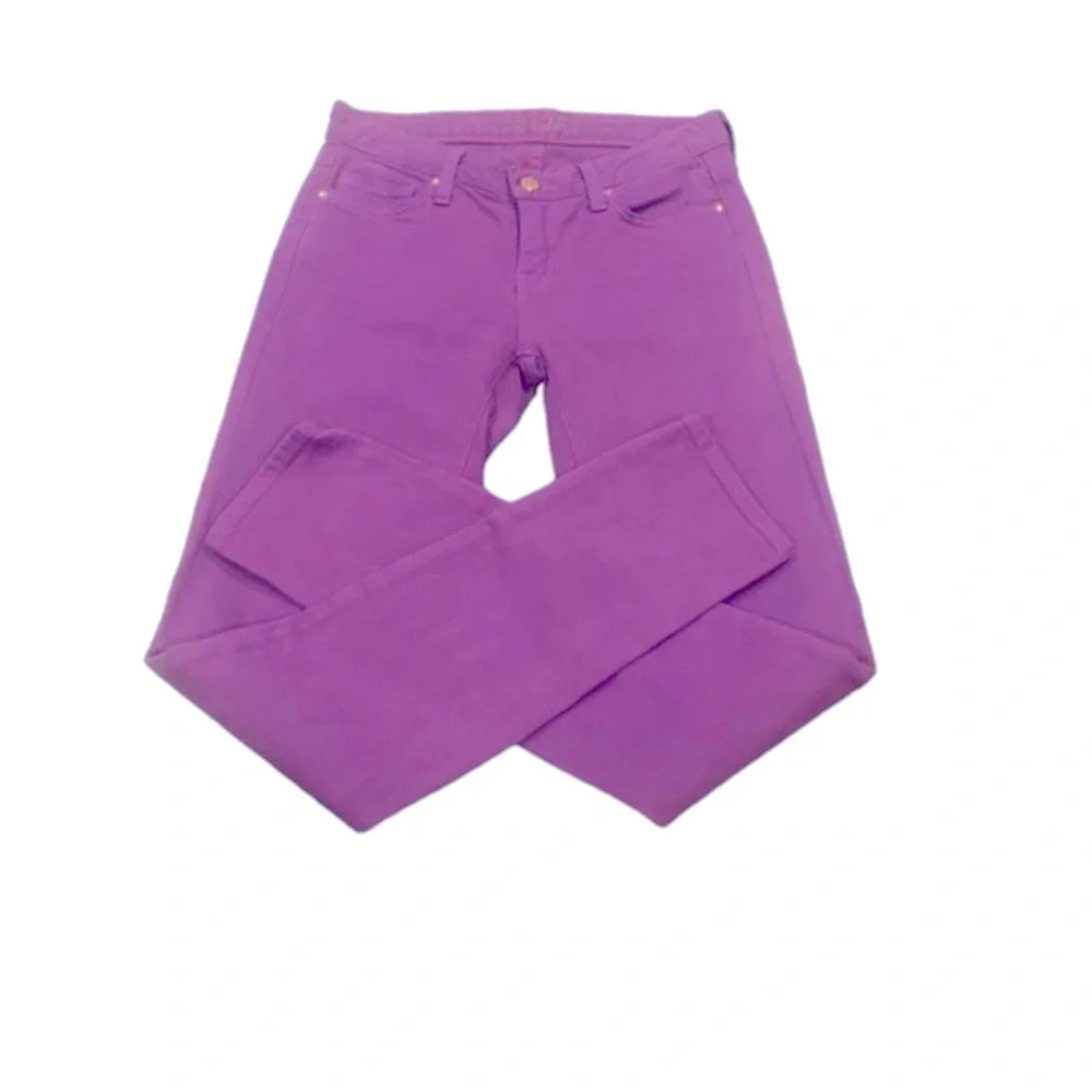 KATE SPADE PURPLE SKINNY BROOME ST PLAY HOOKIE LOW-RISE JEANS 25